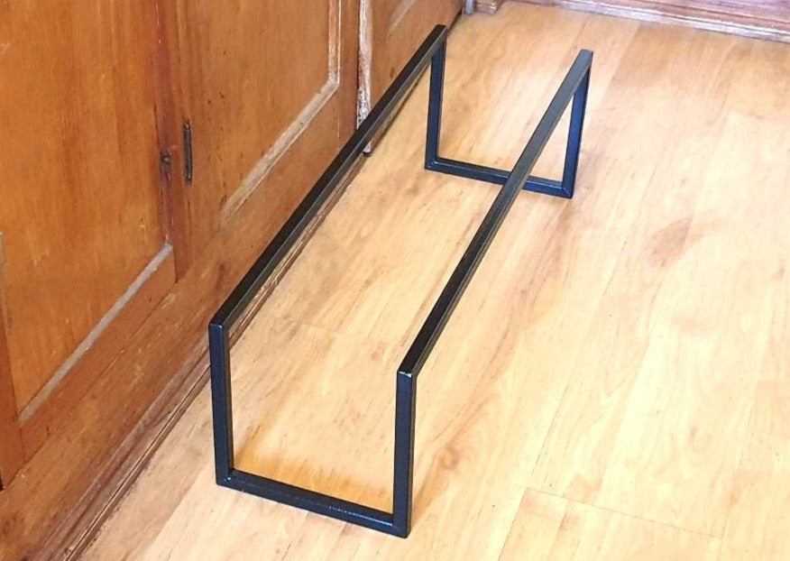 Modern steel shoe rack. Handmade and crafted in the UK