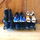 Wrought iron shoe rack. Open topped heart-shape. Handmade and crafted in the UK