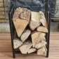 Minimalist steel log store. Handmade and crafted in the UK