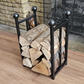 Traditional steel log store with twisted bar detailing. Handmade and crafted in the UK