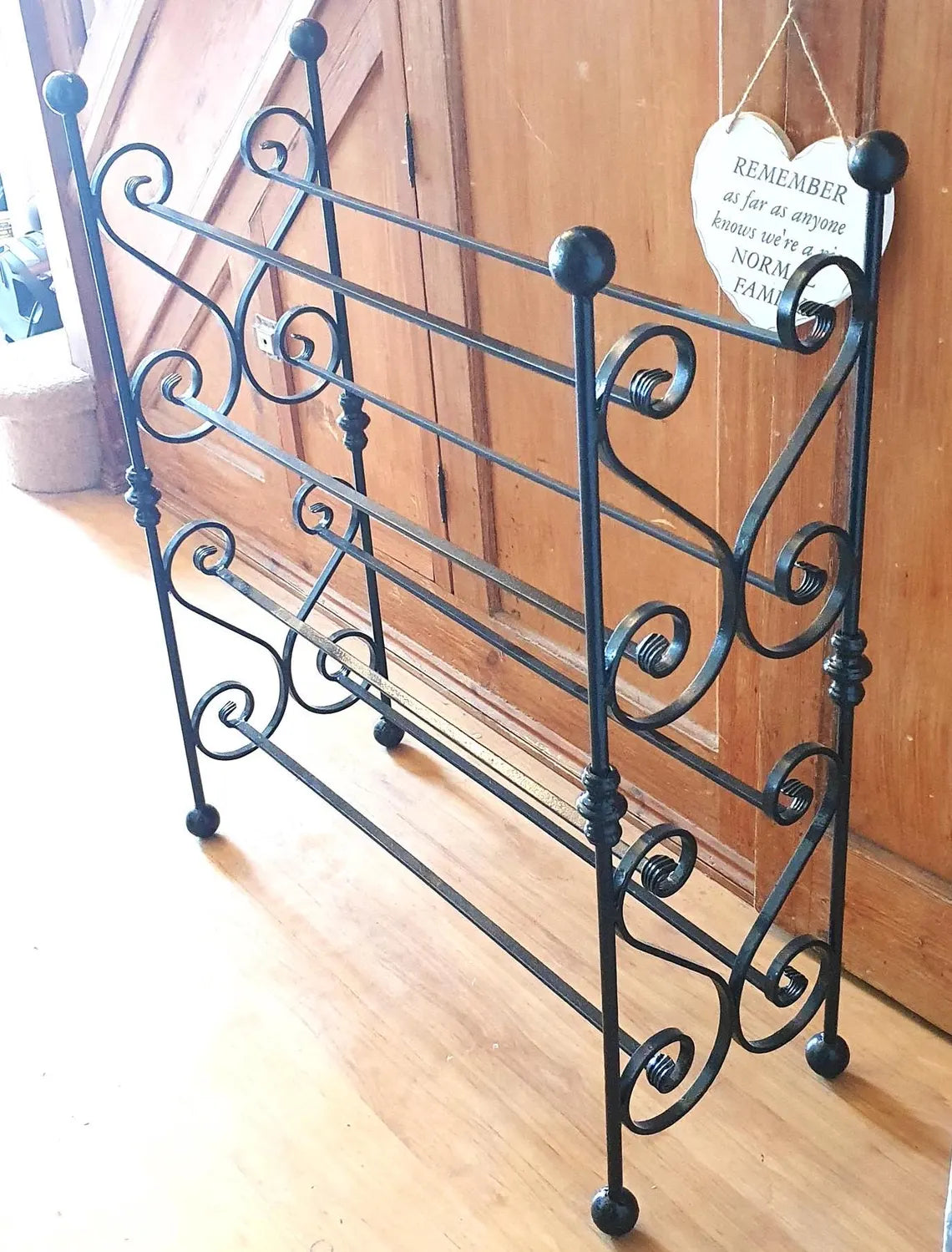 Four tier wrought iron shoe rack. Heart-shaped. Handmade and crafted in the UK