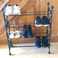 Four tier wrought iron shoe rack. Heart-shaped. Handmade and crafted in the UK